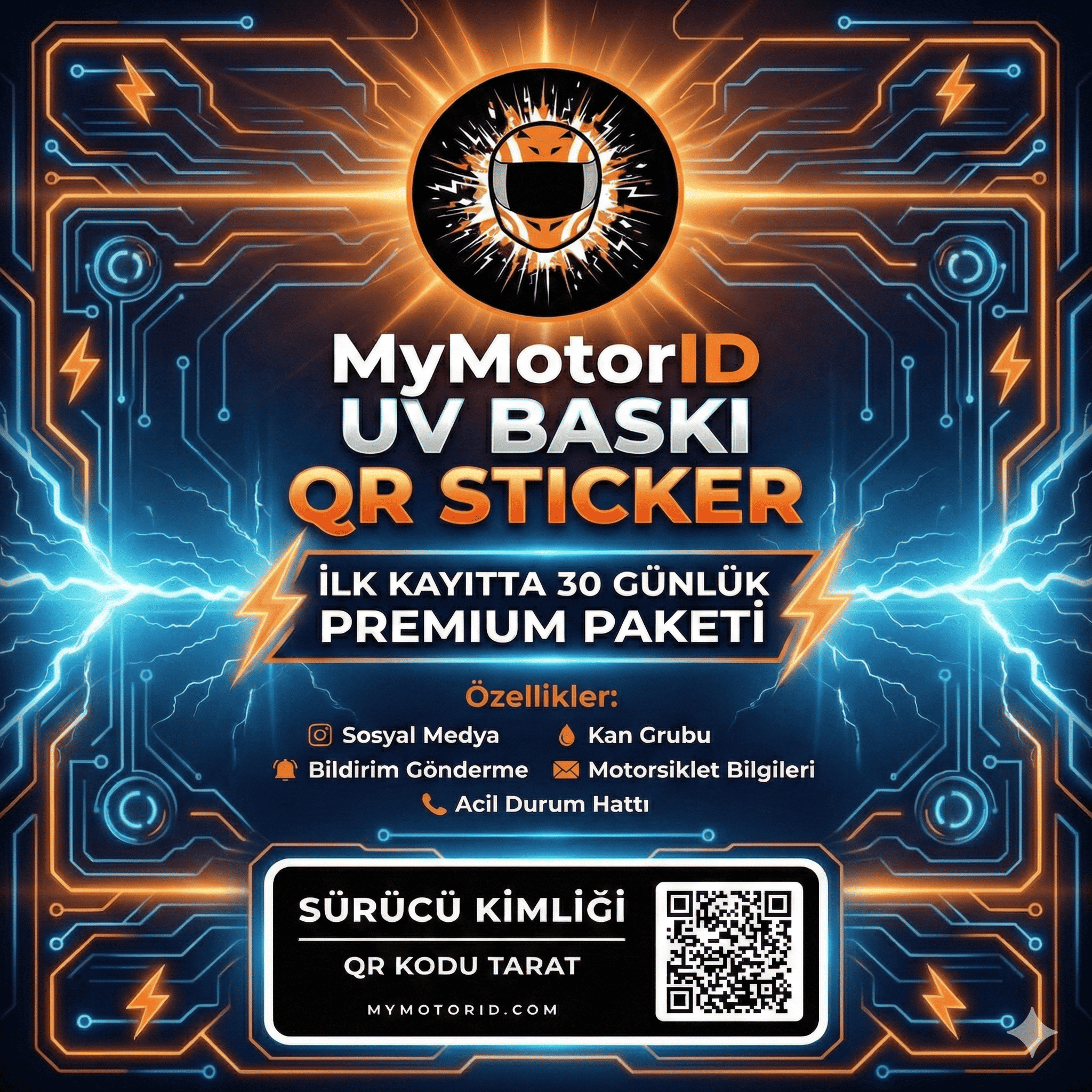 MyMotorID QR KOD STİCKER PREMİUM PAKETİ